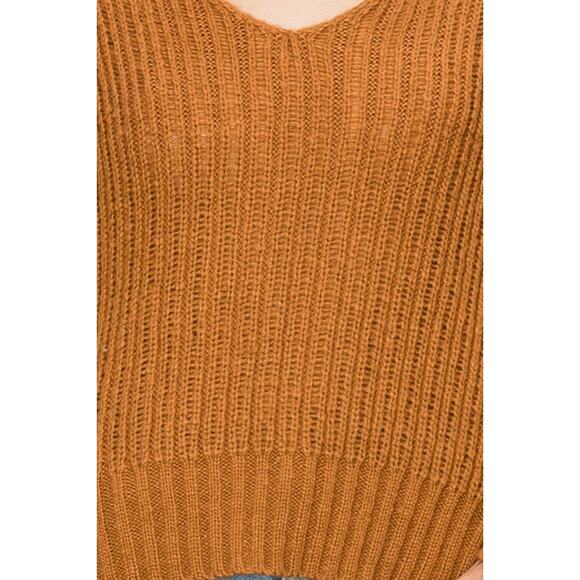 Tabby V Neck Sweater- Rust - Picture 3 of 3